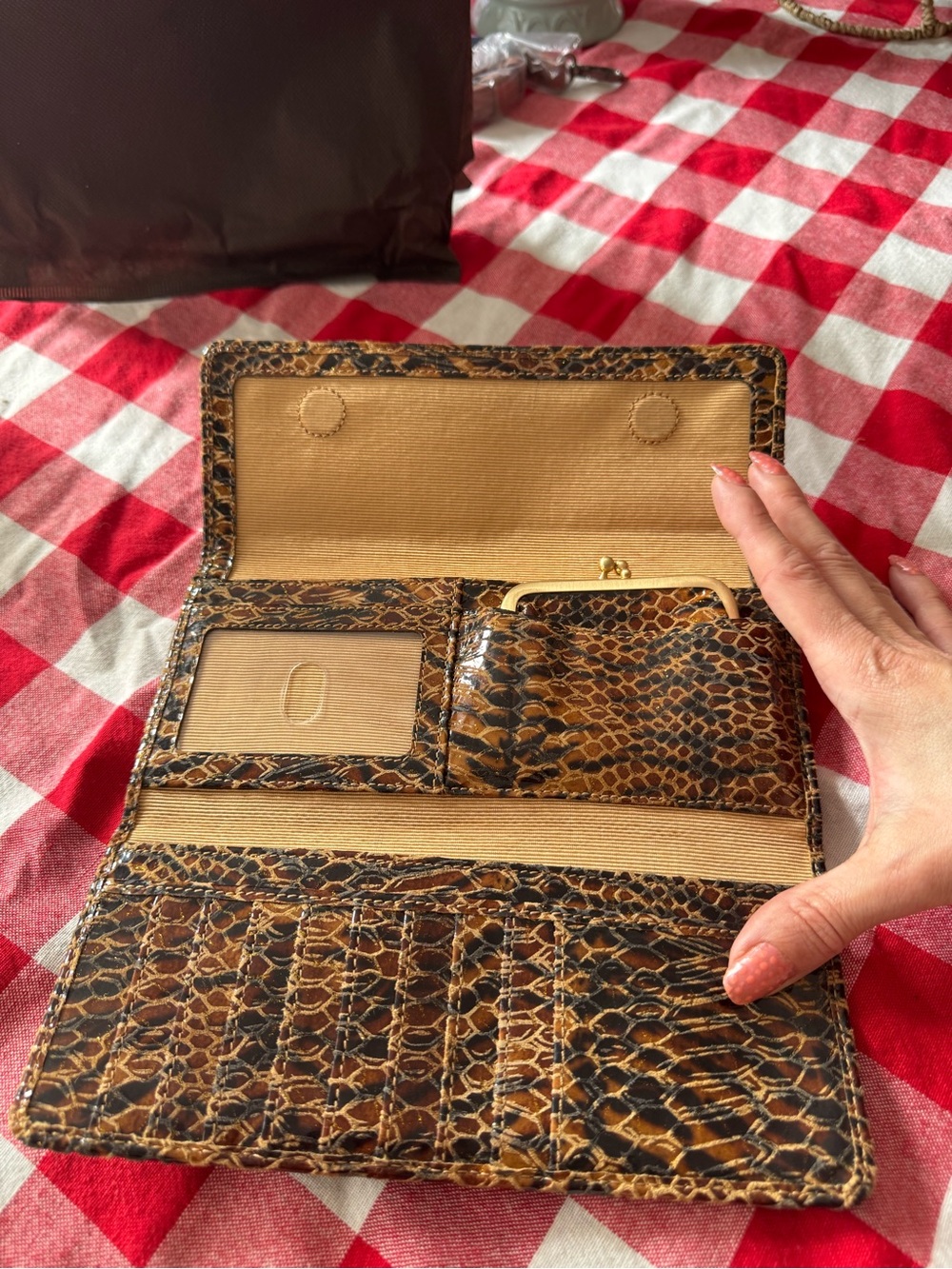 HOBO Brown and Black Snakeskin-Patterned Zip Wallet - Picture 6 of 8
